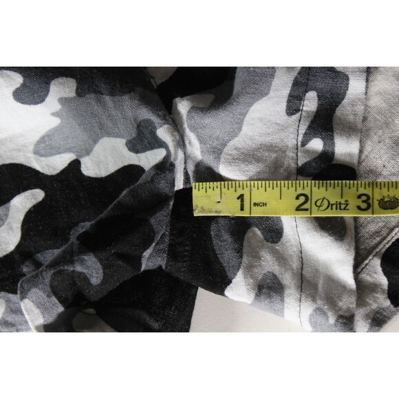 NWT BeBop Large Women Shorts Pocket Tie Waist Belted Linen Blend Black Gray Camo - Picture 5 of 10
